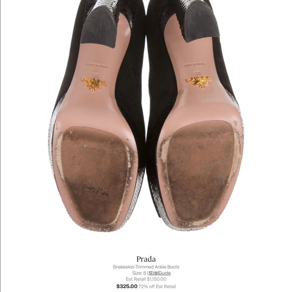 Suede and snakeskin Prada booties!AUTHENTIC SIZE 8! - Picture 5 of 6